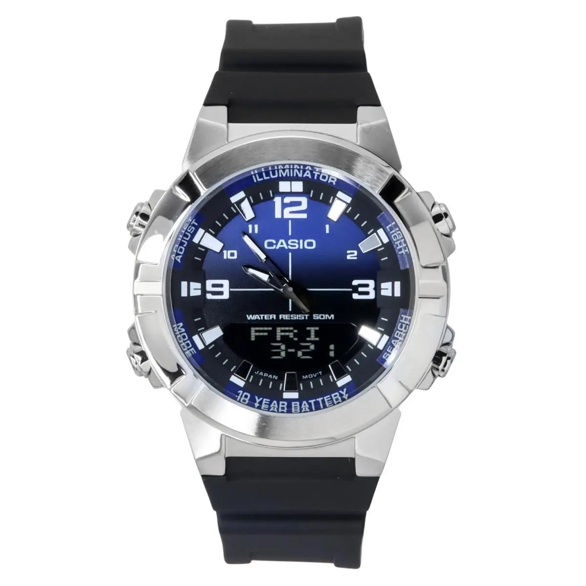 Analog Digital Blue Dial Quartz Sports Men`s Watch 50M AMW-870A-2AV by Casio