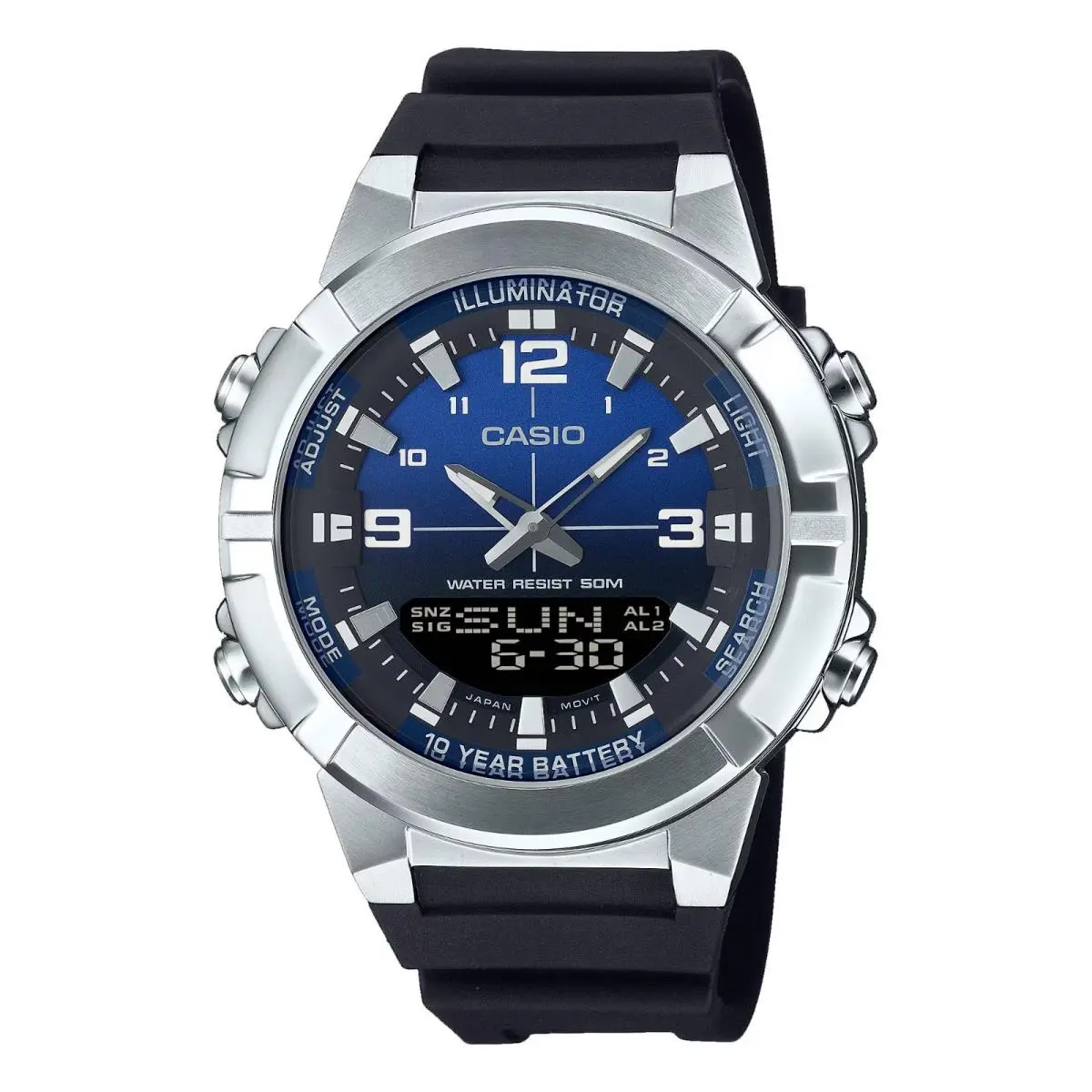 Casio AMW870A-2AV Men`s Resin Strap Blue Dial Analog Digital Watch