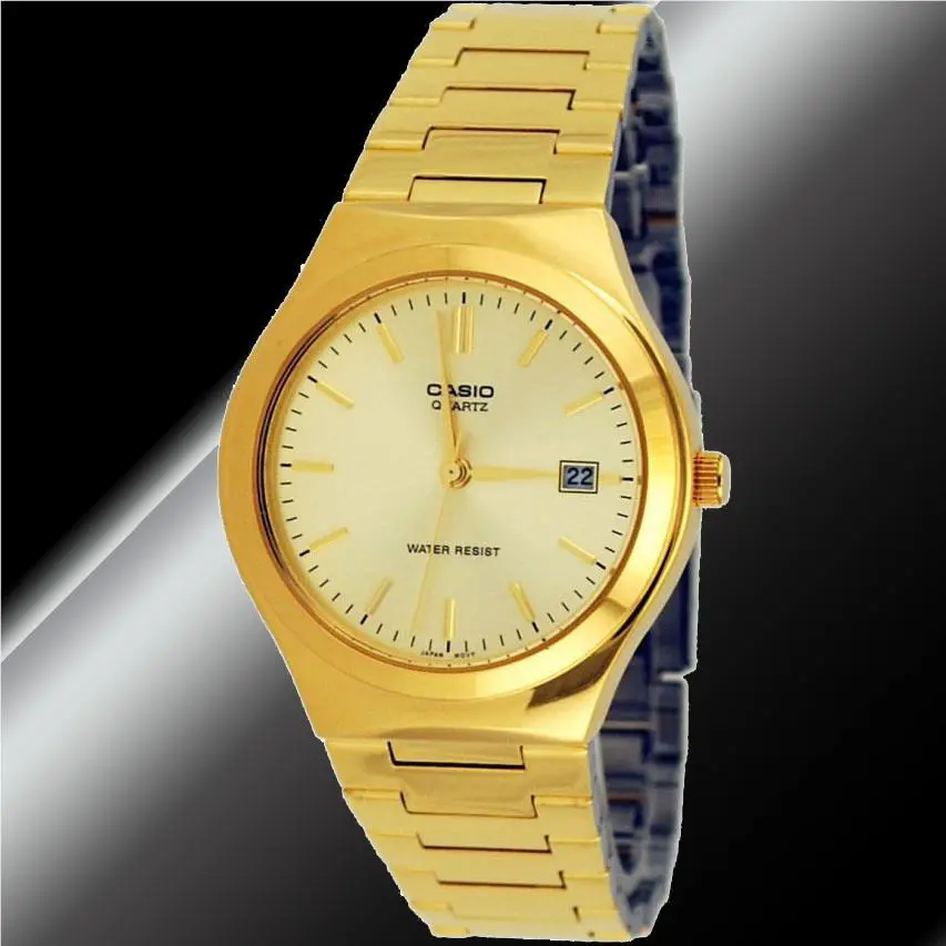 Casio MTP-1170N-9A Mens Gold Analog Watch Stainless Steel Band Date Display