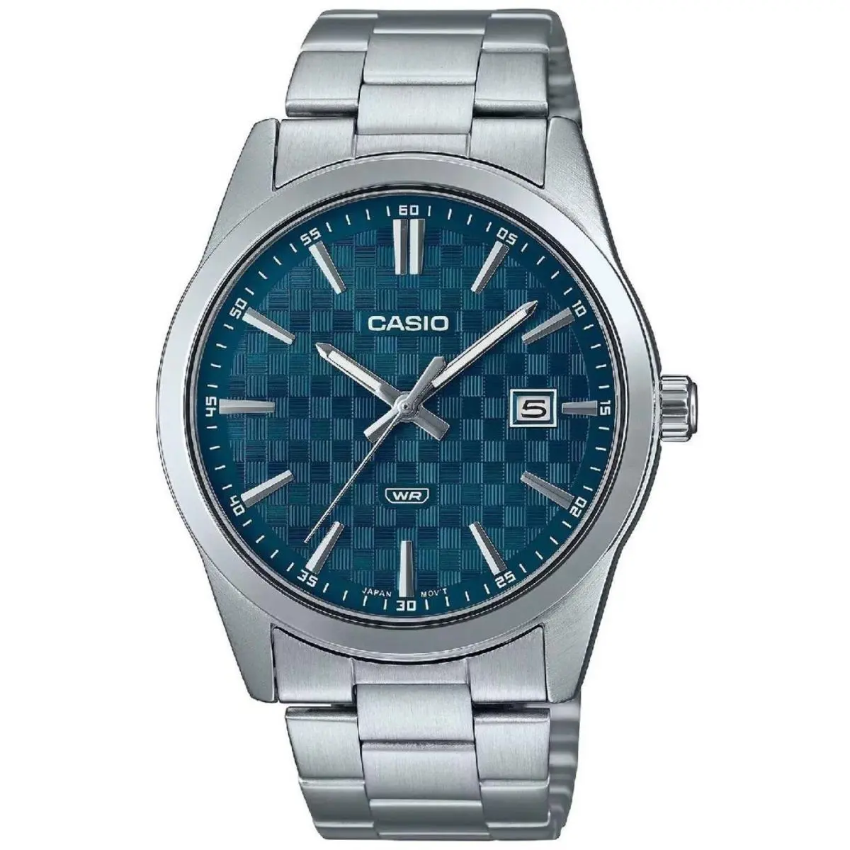 Casio MTPVD03D-2A2 Men`s Classic Collection MTP-VD03D Blue Dial Steel Watch - Silver, Dial: Blue, Band: Silver