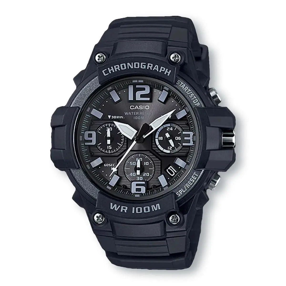 Casio MCW100H-1A3 Men`s Chronograph Analog Black Resin Band Watch
