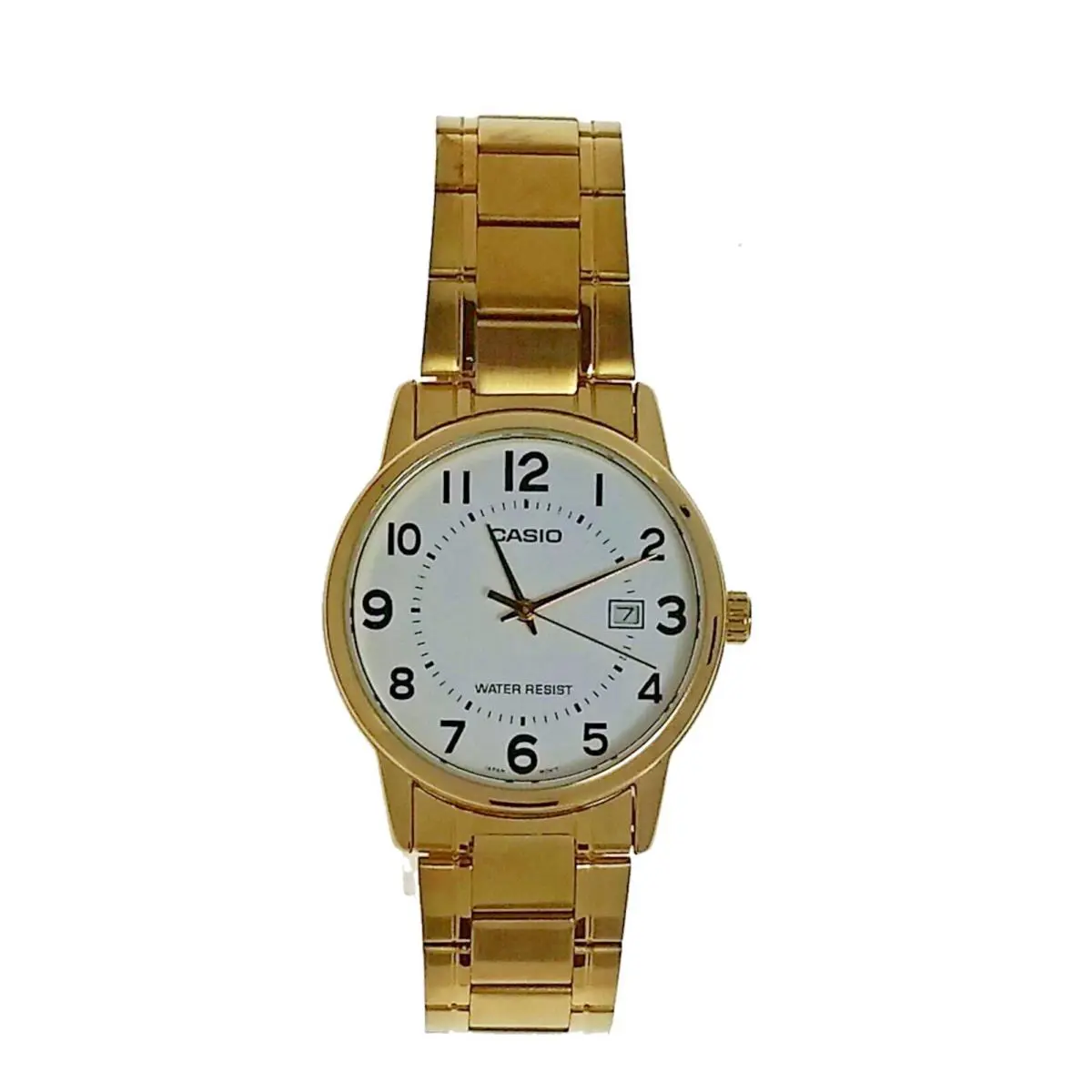 MTP-V003G-7B Round Men Date Numeral Gold Tone S Steel WR Wristwatch Watch by Casio