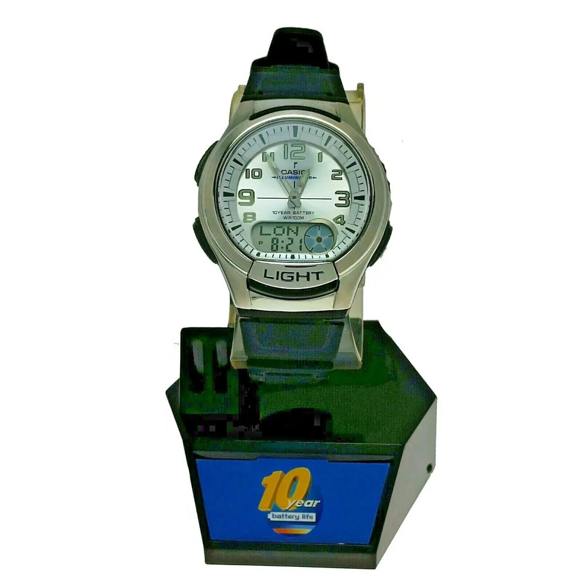 Casio Men Analog Digital Watch AQ180WD 2A Data Bank World T 10 Yr Battery