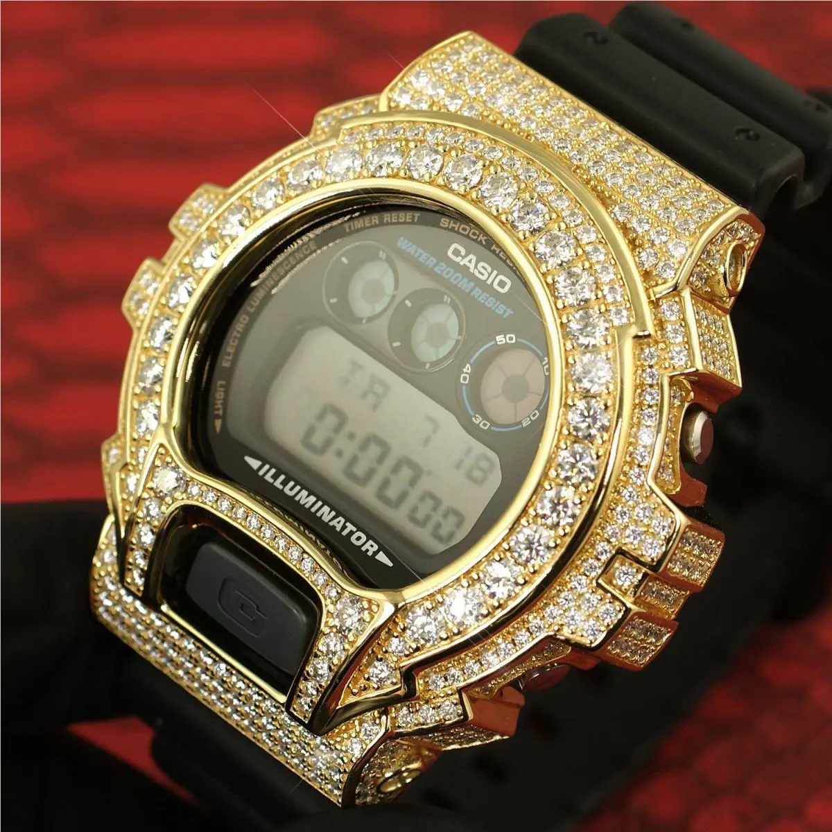 Casio Gold VVS1 Moissanite G Shock Watch 8.30 Carat