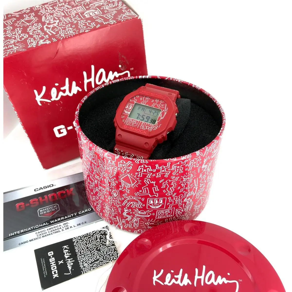 G-shock x Keith Haring Limited Edition Red Watch - - DW5600KEITH4 by Casio