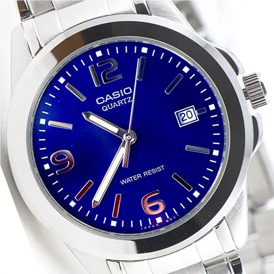 Casio MTP1215A-2A Men`s Analog Watch Steel Band Blue Face Classic with Date