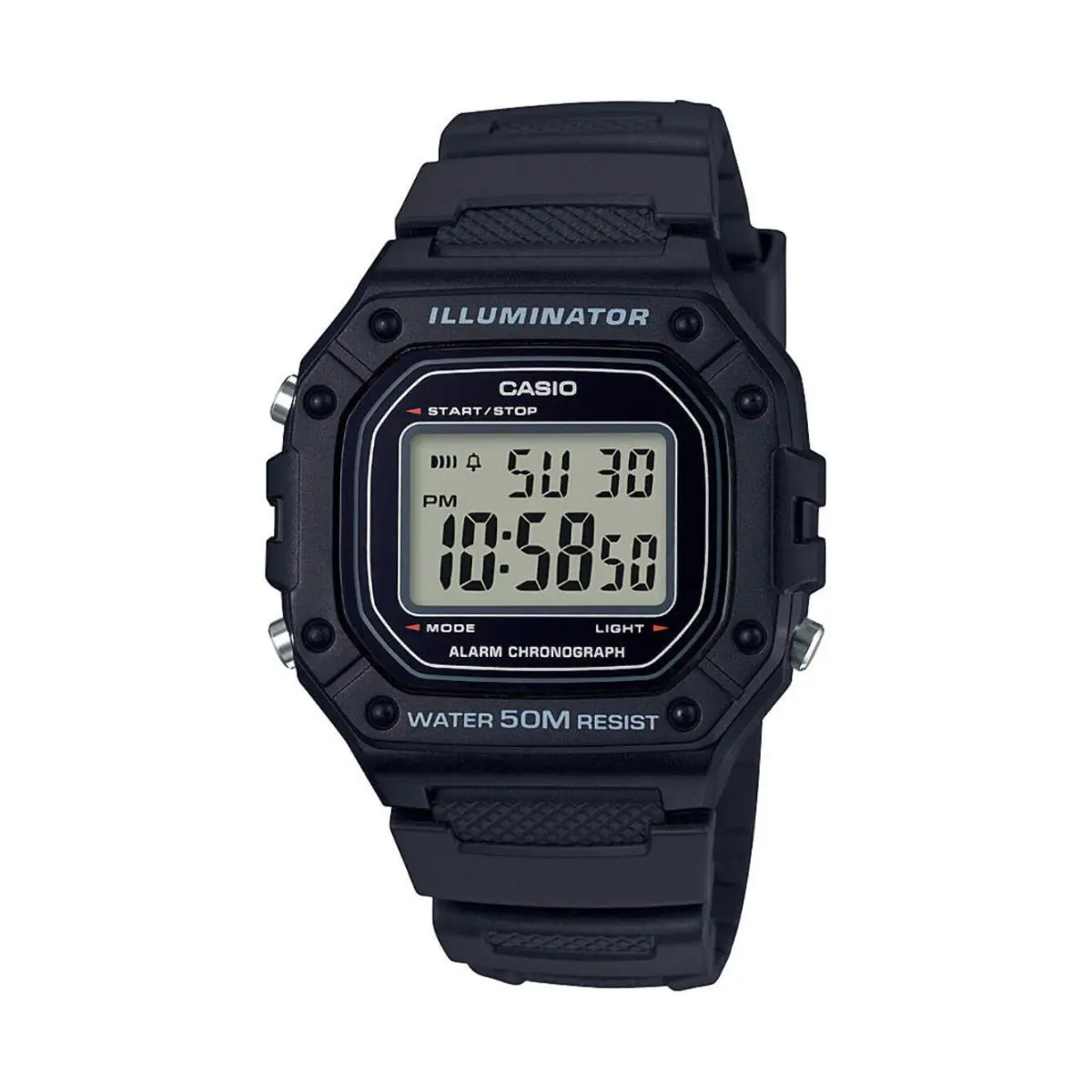 Men`s W218H-1A Black Digital Watch by Casio