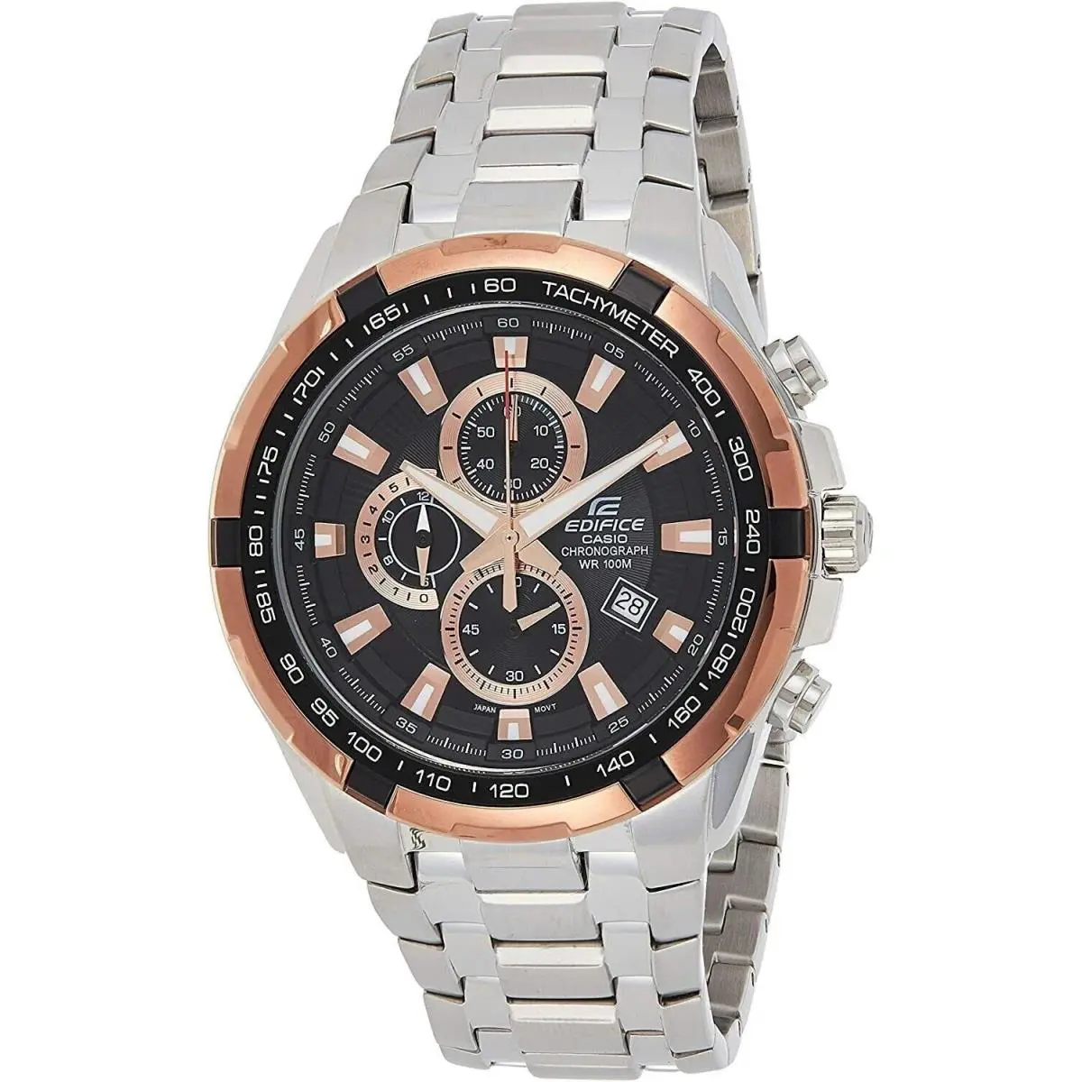 Casio General Men`s Watches Edifice Chronograph EF-539D-1A5VDF - WW - Dial: Black, Band: Silver