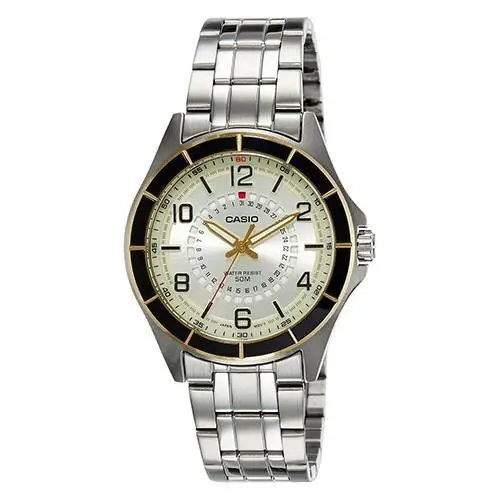 Casio Enticer Men`s Analog White Dial Stainless Steel Watch MTF-118BD-9AVDF