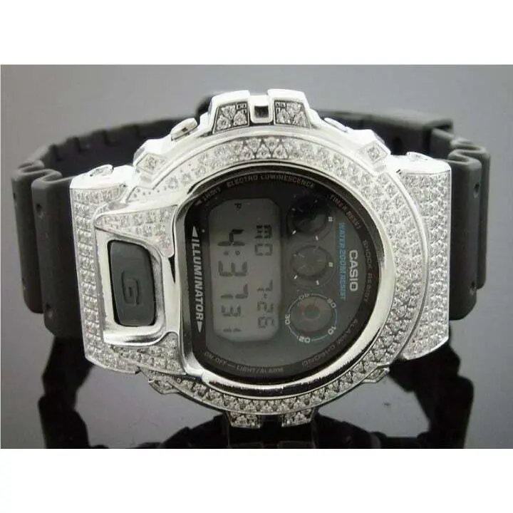 Men`s  G Shock High-quality CZ White Crystal Watch Blackface by Casio