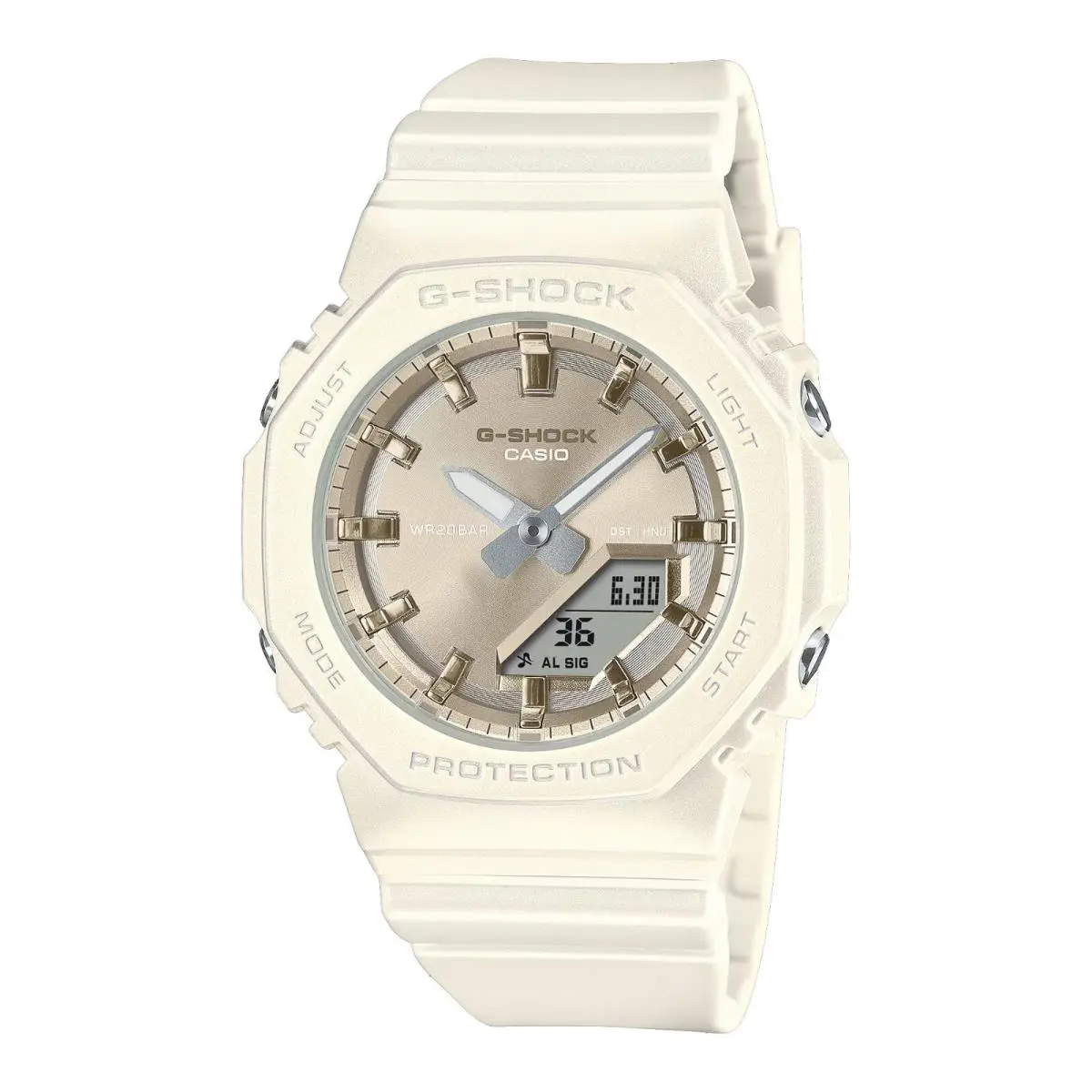 GMAP2100ST-7A Women`s Octangular Off White Alarm Chronograph G Shock Watch by Casio