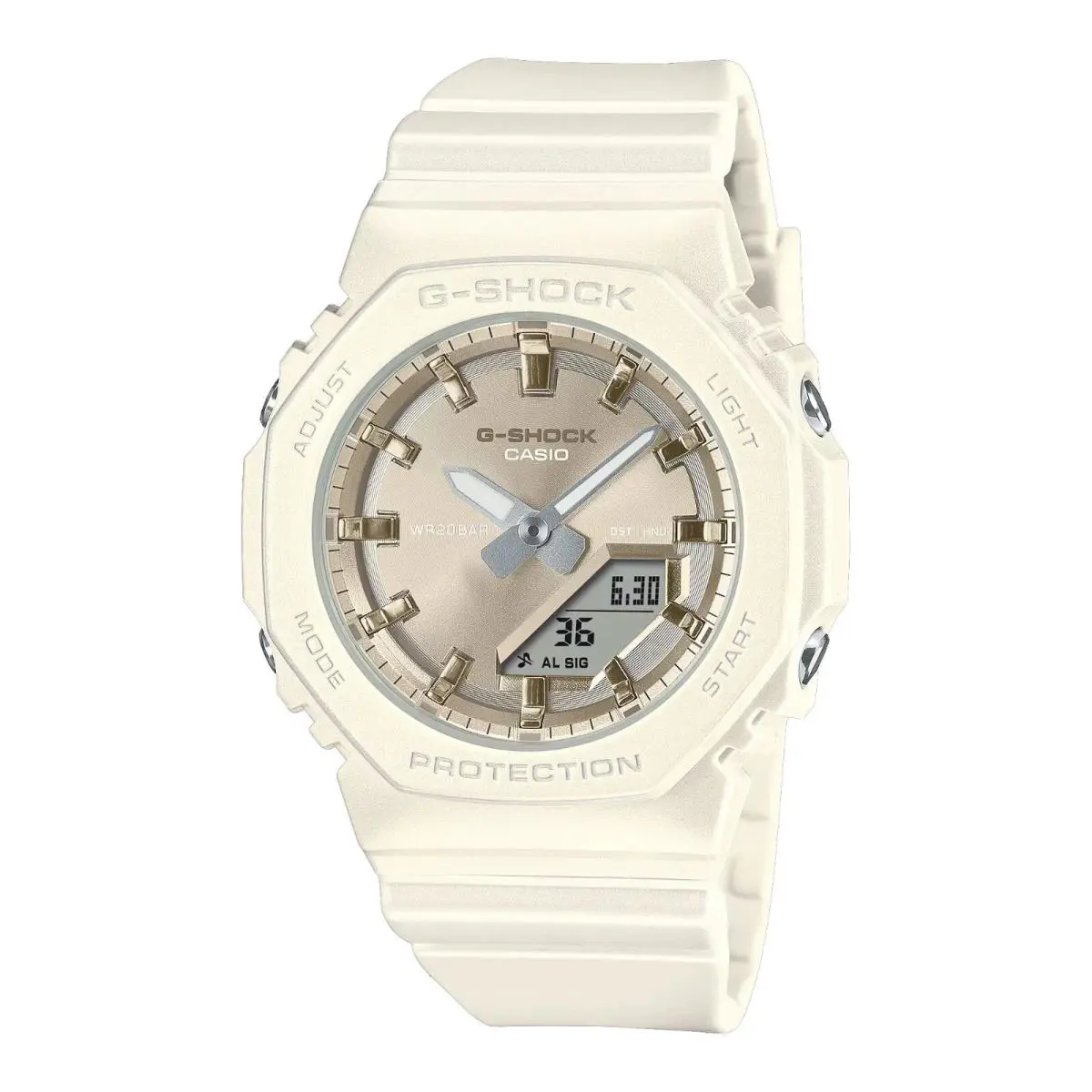 Casio GMAP2100ST-7A Women`s Octangular Off White Alarm Chronograph G Shock Watch
