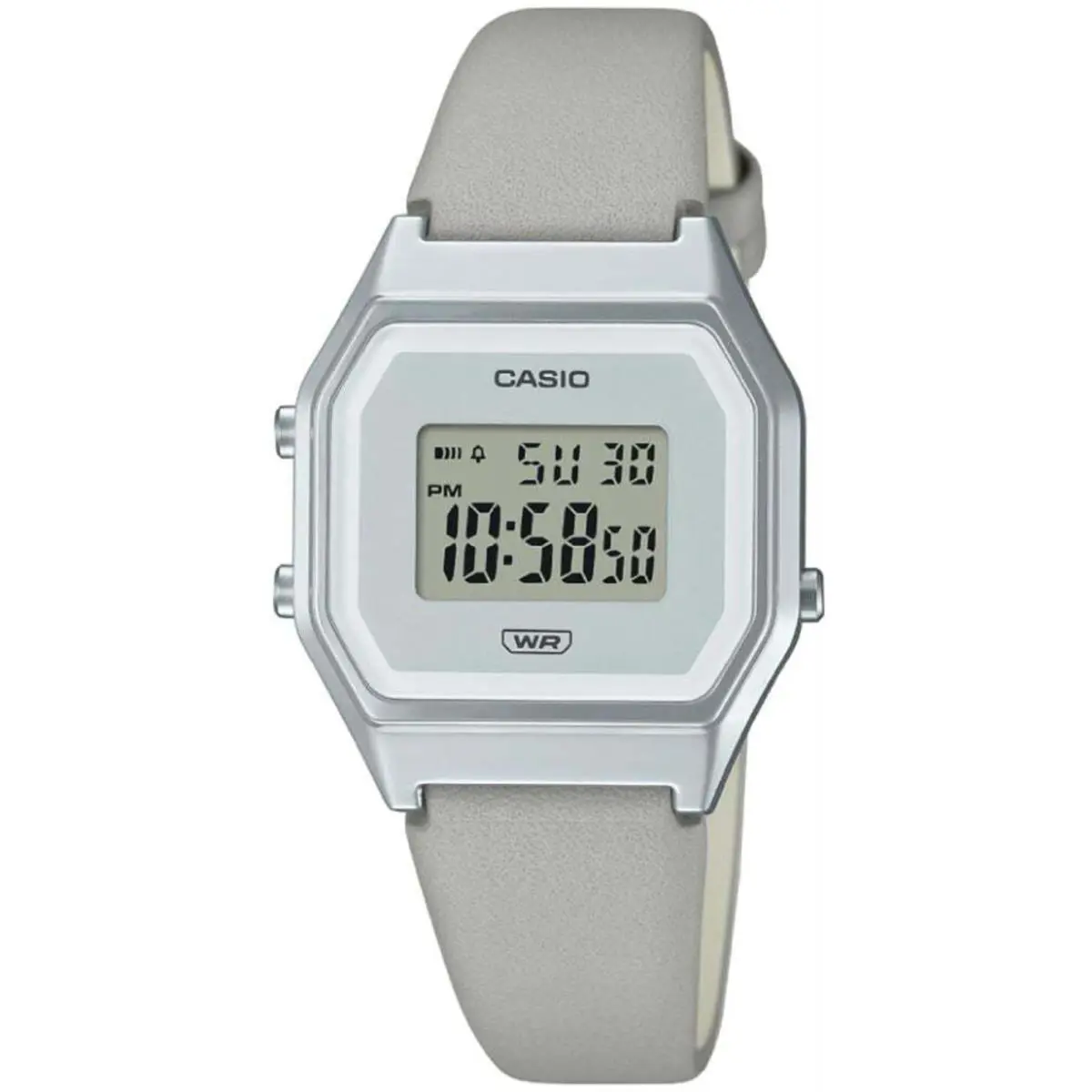 Women Watch Vintage Digital Clear Dial Leather Band LA680WEL-8DF Grey by Casio