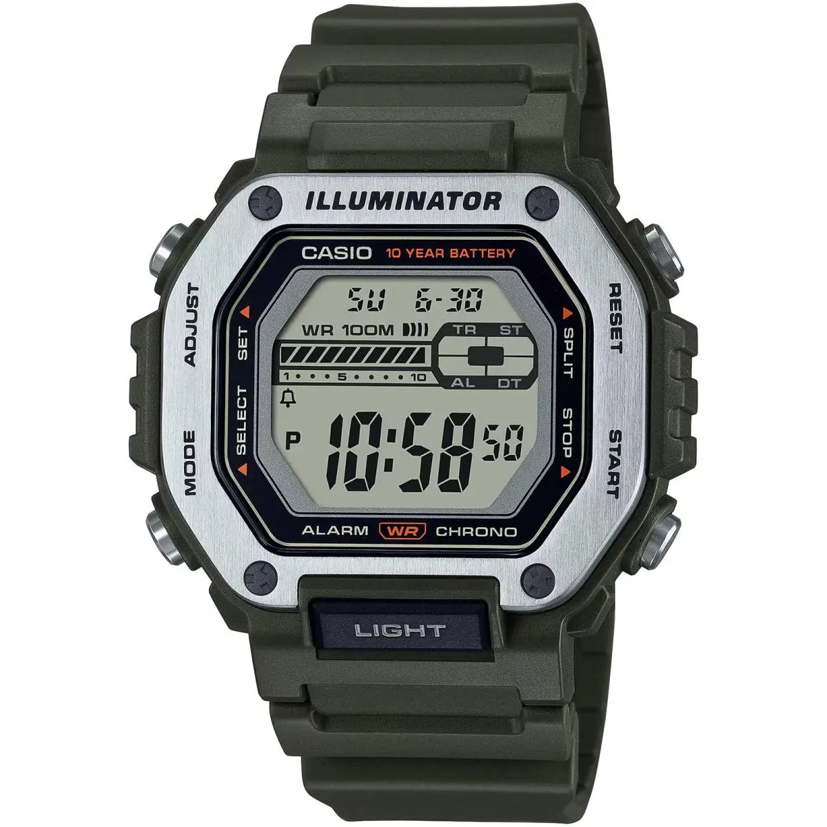 Casio Men`s Watch Dual Time Grey Digital Dial Black Resin Strap MWD-110H-3AVCF