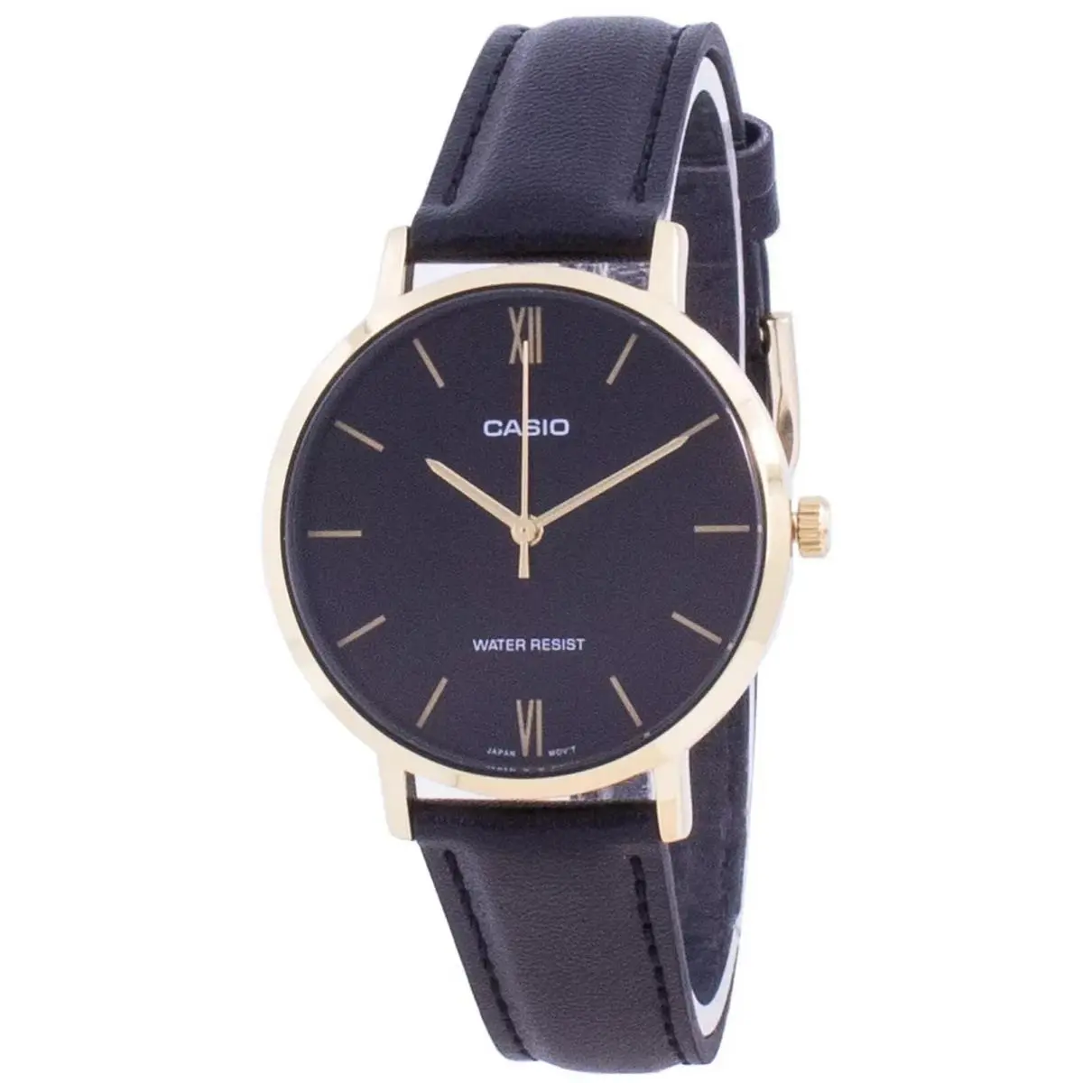 Casio Enticer Leather Strap Blak Dial LTP-VT01GL-1B Quartz Ladies Analog Watch