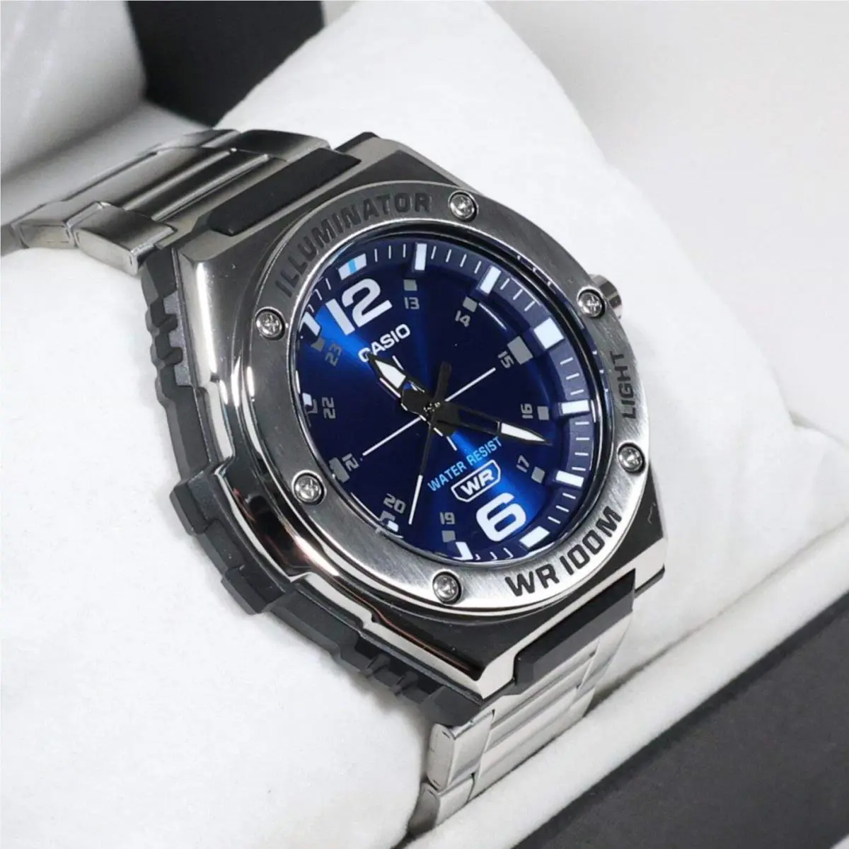 Casio Illuminator Blue Dial Stainless Steel Men`s Watch MWA-100HD-2AVEF