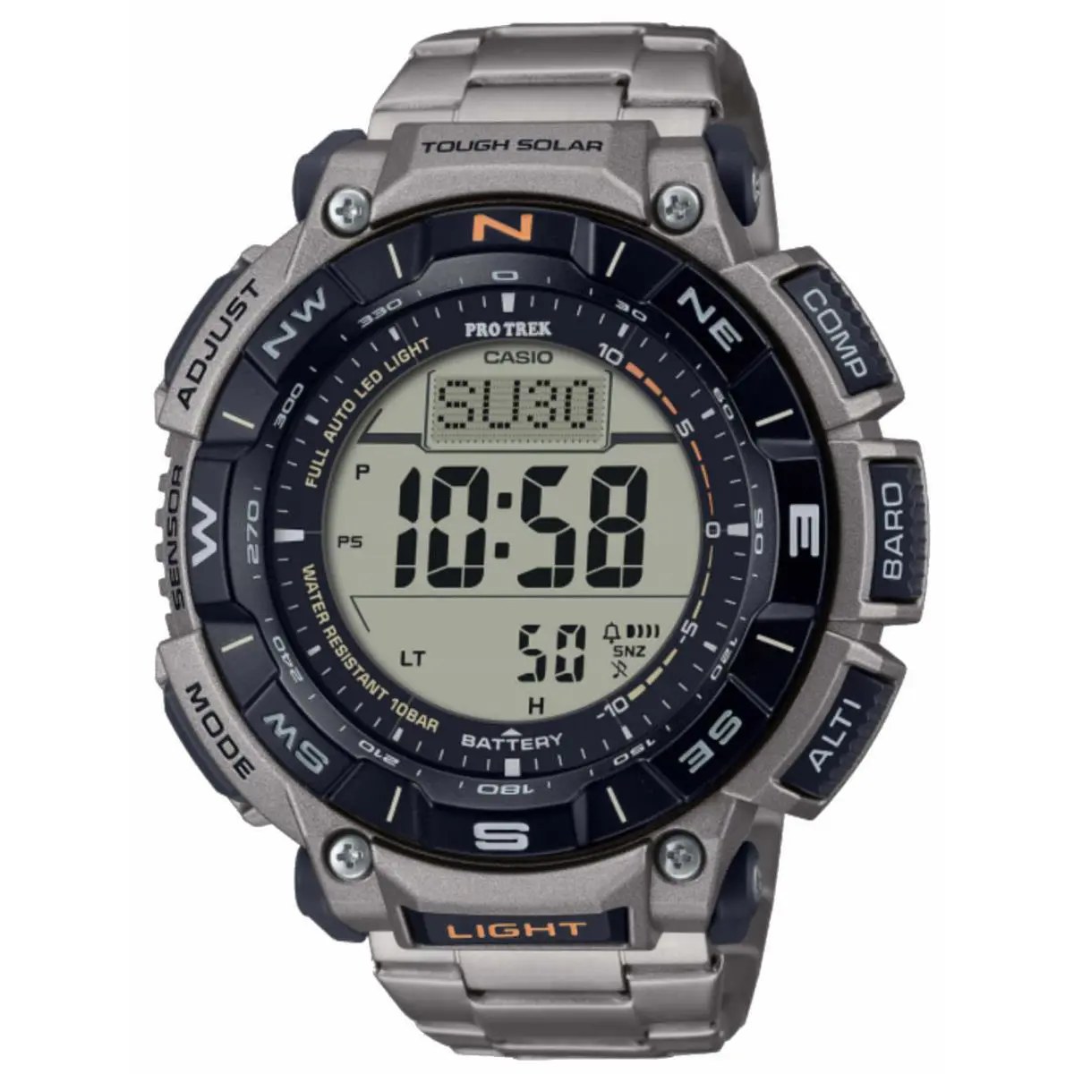 Casio Pro Trek PRG340T-7 Men Digital Altimeter Thermometer Compass Silver Watch