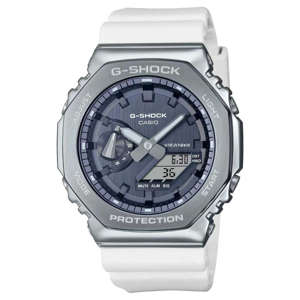 Casio G-shock 2100 Series Analog Digital Gray Dial White Watch GM2100WS-7A