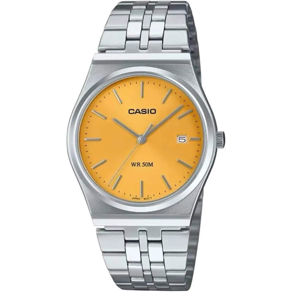 MTP-B145D-9A Men`s Watch Stainless Steel Yellow Dial Quartz Analog by Casio