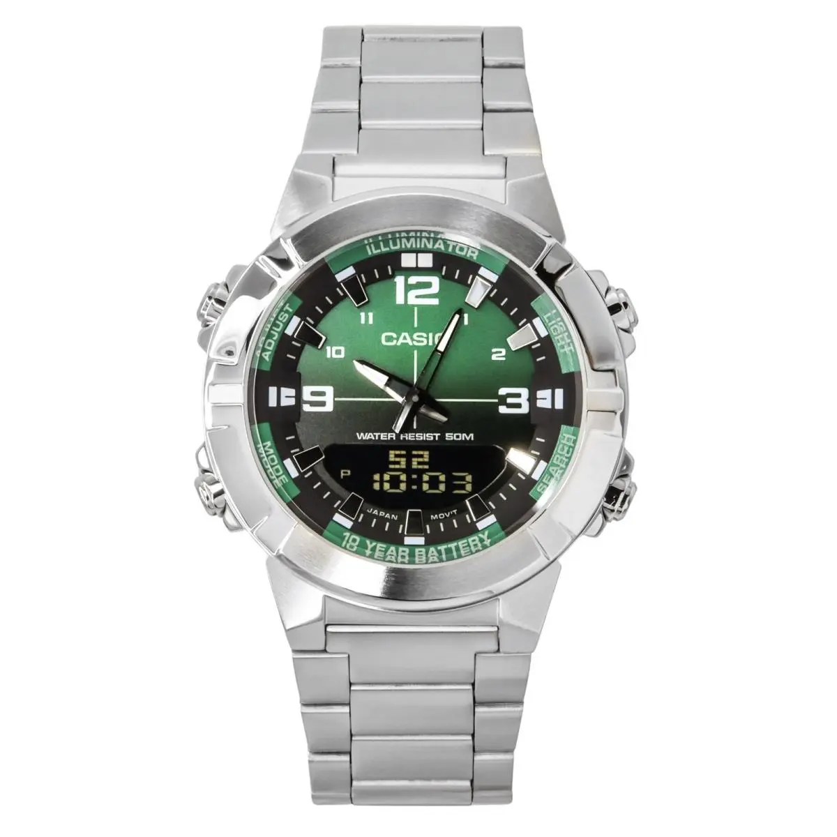 Analog Digital Green Dial Quartz Sports Men`s Watch AMW-870DA-3AV by Casio