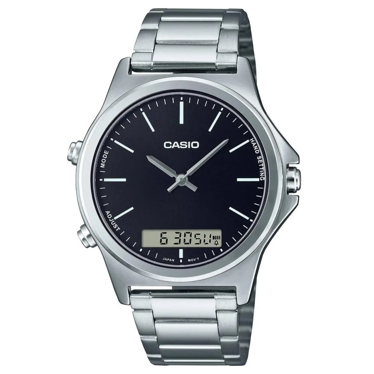 Casio Analog Digital Black Dial Stainless Steel MTP-VC01D-1E Men`s Watch