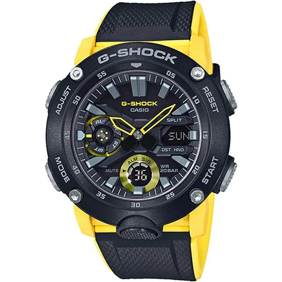 Casio GA-2000-1A9 G-shock Men`s Watch Black/yellow 51.2mm Carbon/res