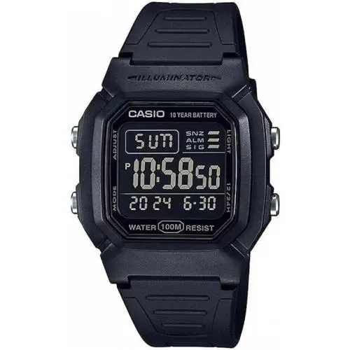 Casio Digital Black Dual Time Resin Strap Quartz W-800H-1BV 100M Men`s Watch