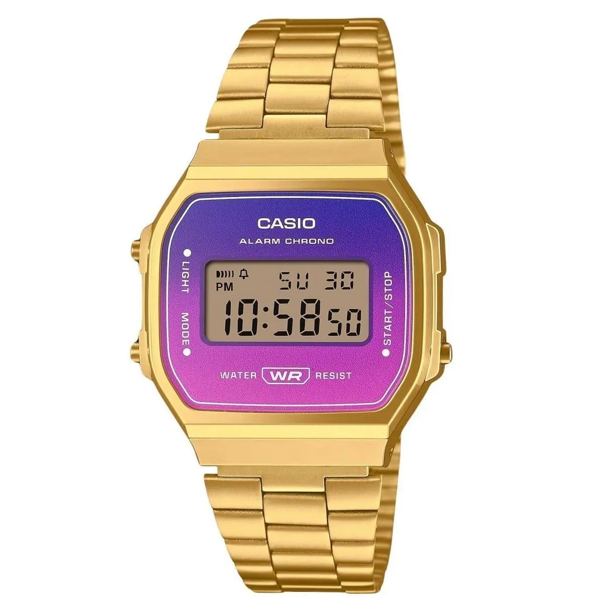Casio A168WERG-2A Purple/pink Vintage Digital Gold Tone Quartz Unisex Watch