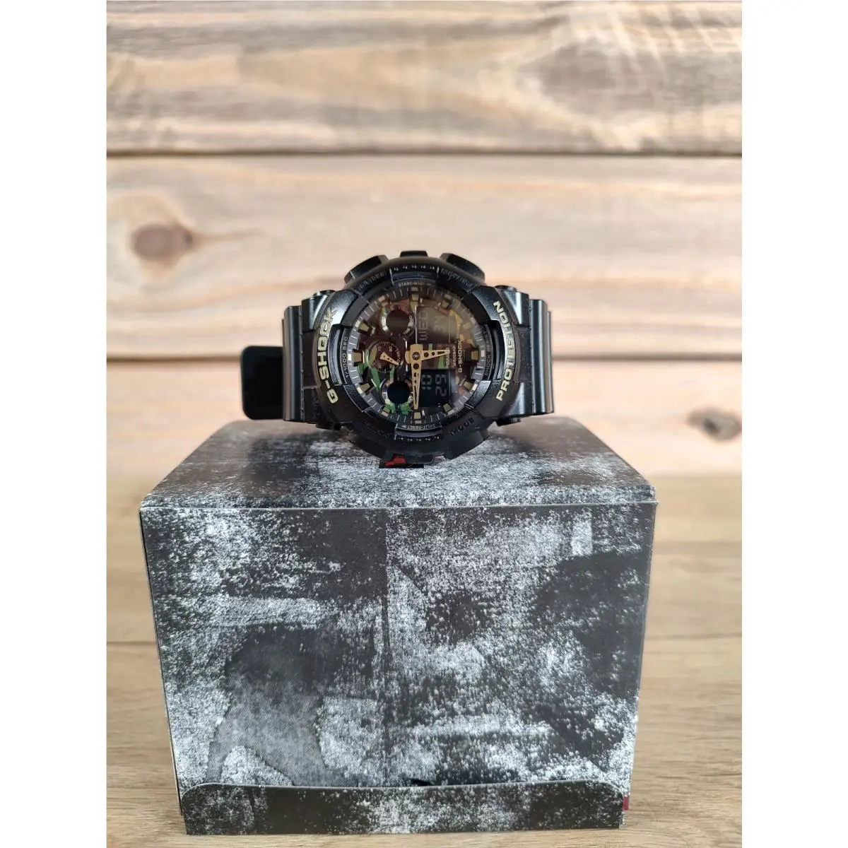 Casio Men`s Watch Analog-digital Camouflage Dial Black Resin Strap GA-100CF-1A9