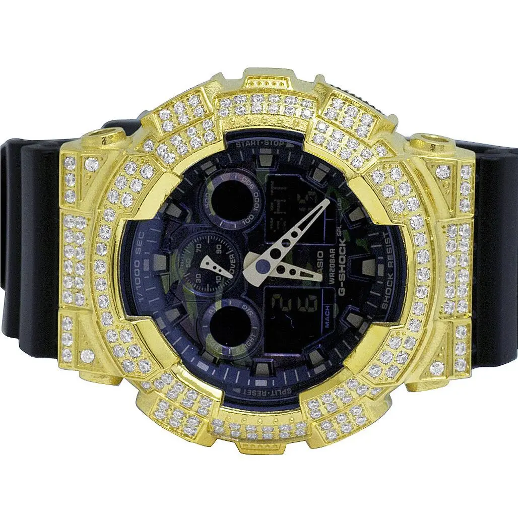 G Shock GA-100CF-1A9CR Camouflagecubic Zirconia Watch 51MM 6.0 Ct by Casio