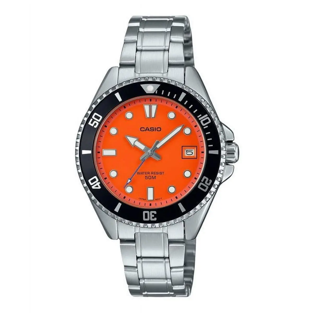 Casio Standard Analog Stainless Steel Orange Dial Quartz MDV-10D-4A1 Women Watch