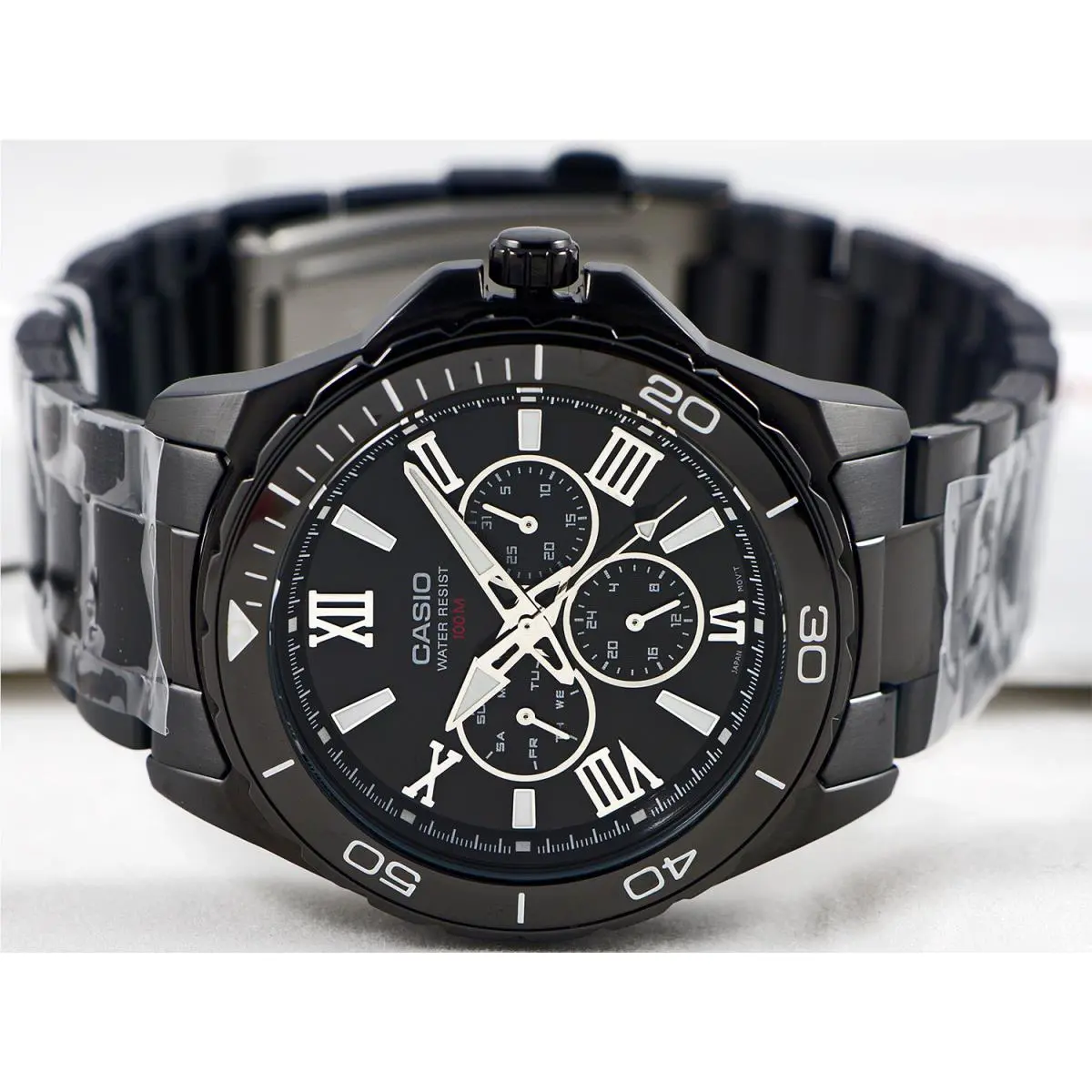 Casio MTD-1075BK-1A1 Men`s Luxury Watch Analog Stainless Steel Black 100M WR