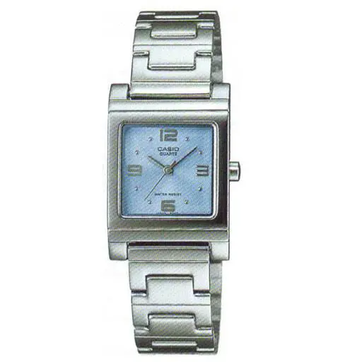 Casio Analog Display Quartz Square Blue Dial LTP-1237D-2ADF Women`s Watch - Blue, Dial: Blue, Band: Silver