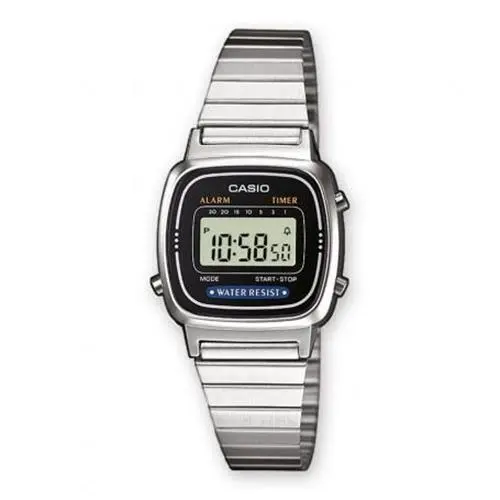 Digital Display Stainless Steel Silver Tone Women`s Watch LA670WA-1WCB by Casio