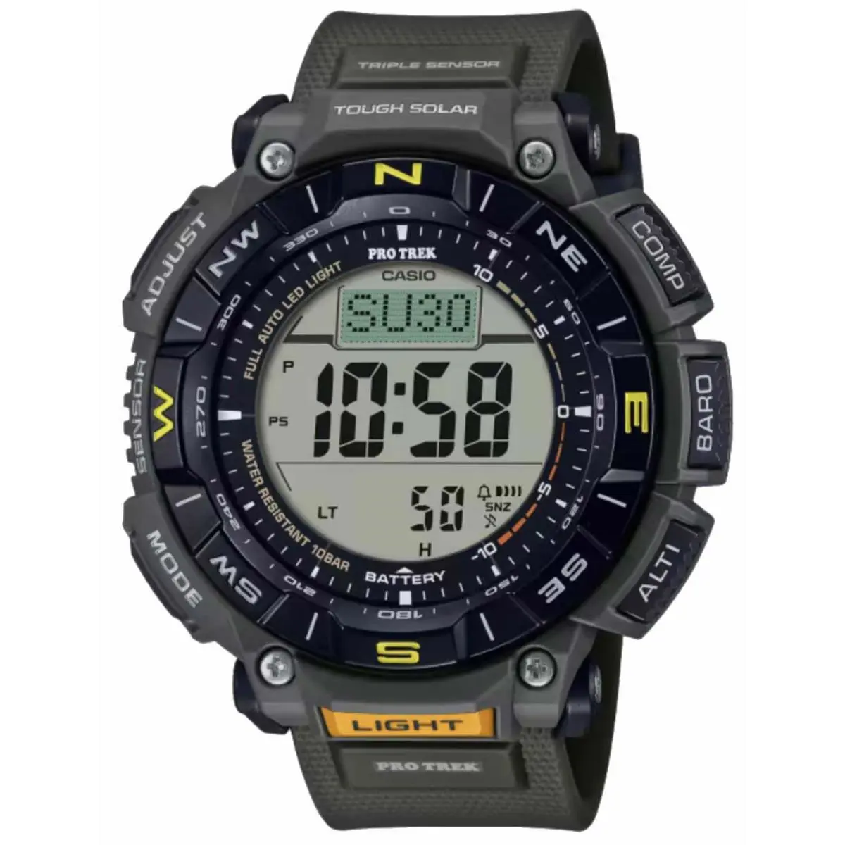 Casio Pro Trek PRG340-3E Men`s Digital Altimeter Thermometer Compass Green Watch