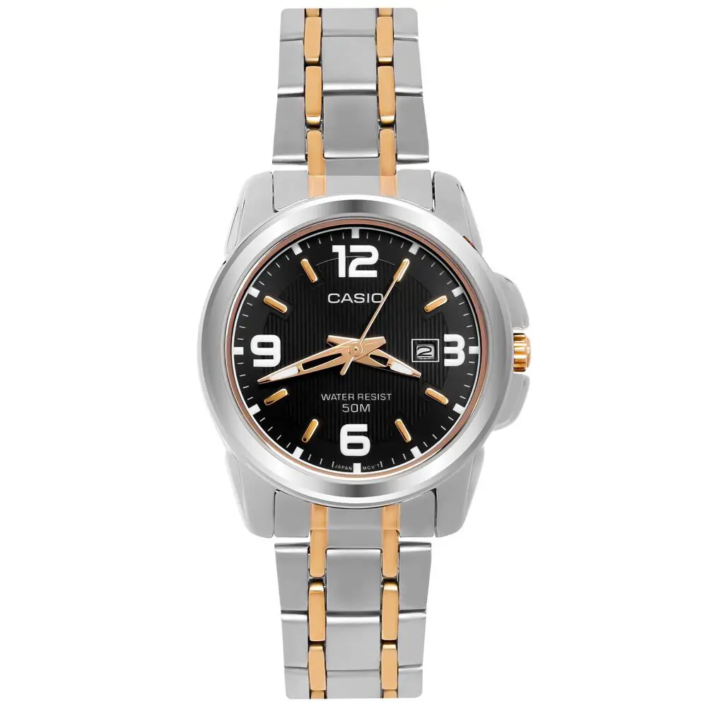 Casio Two-tone Stainless Steel Strap Black Dial Women`s LTP-1314SG-1AVDF Watch