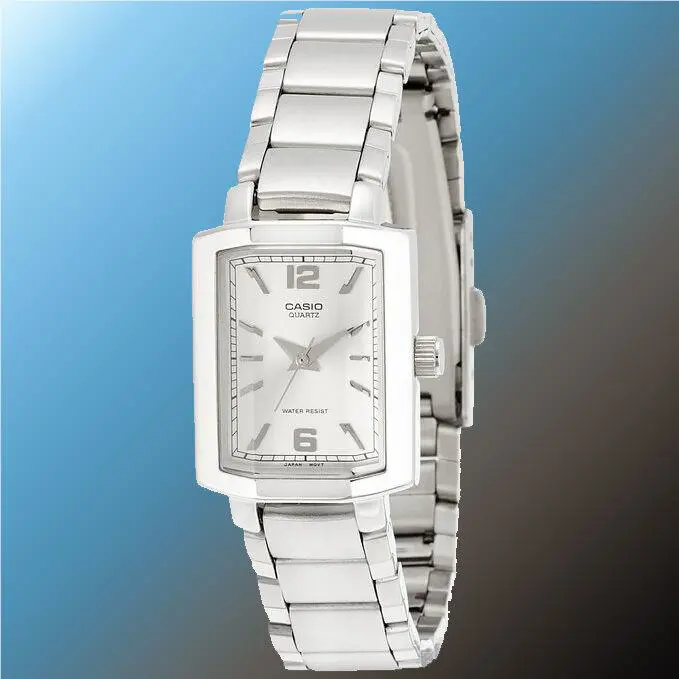 Casio MTP-1233D-7A Mens Faceted Square Dial Watch Stainless Steel Band