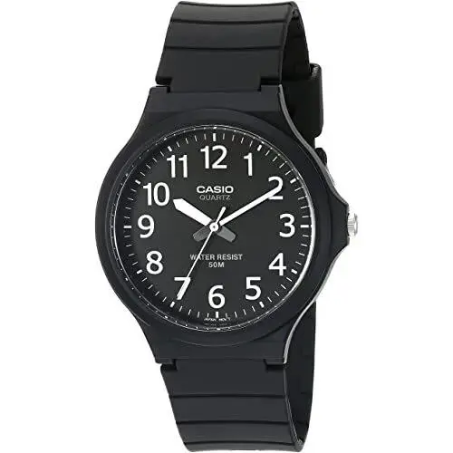 Casio Casual Analog Display Quartz Black Band Resin Men`s Watch MW-240-1BVDF - Black, Dial: Black, Band: Black