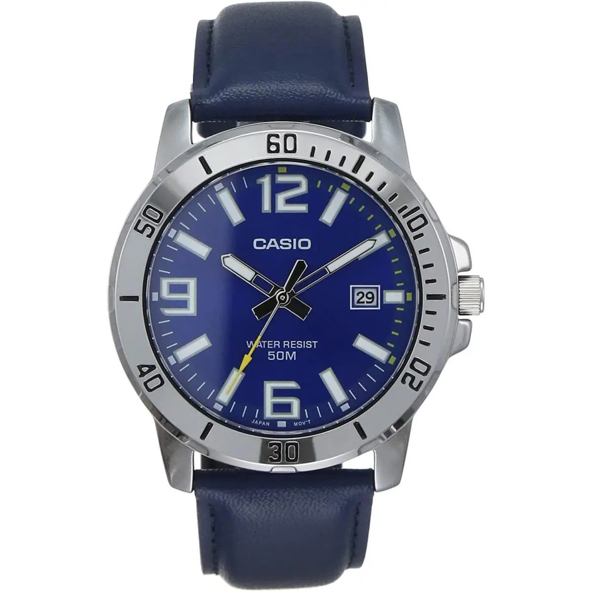 MTP-VD01L-2BVUDF Men`s Enticer Blue Leather Band Blue Dial Analog Watch by Casio