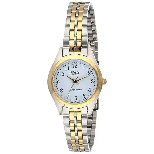 Casio LTP-1129G-7BRDF Women`s Watch Two-tone Quartz Movement Analog - Dial: White, Band: Gold, Silver, Bezel: Gold