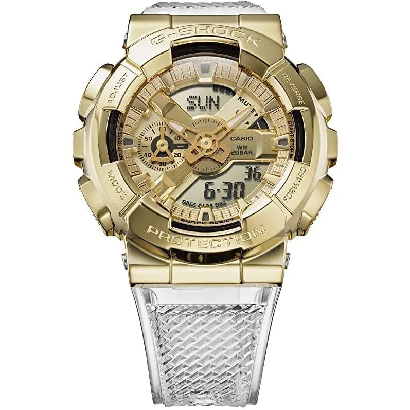 G-shock Men`s GM-110SG-9ADR Analog-digital Gold Dial White Watch by Casio