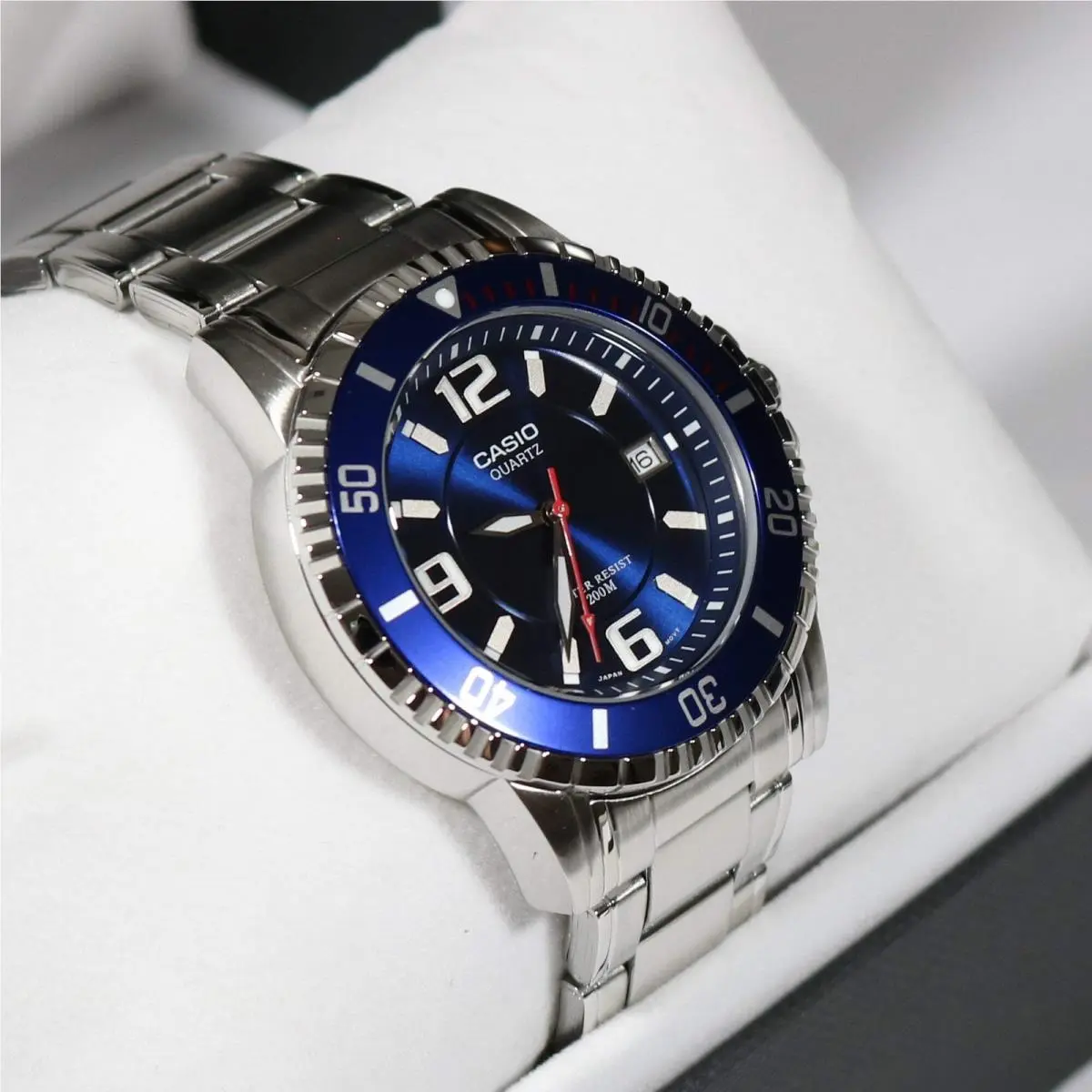 Casio Men`s Blue Dial Stainless Steel Sports Watch MTD-1053D-2A