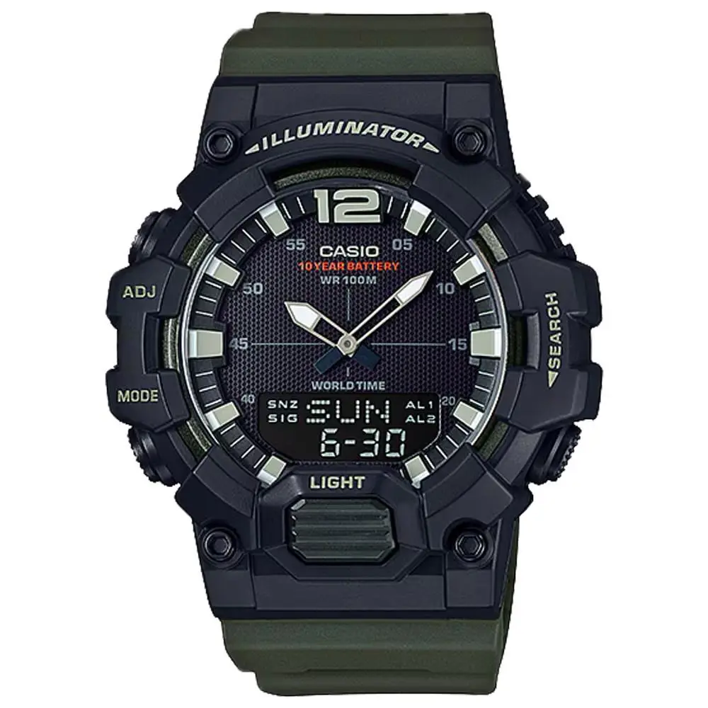 Casio Men`s Heavy-duty Analog-digital Watch with Green Dial - HDC-700-3AV