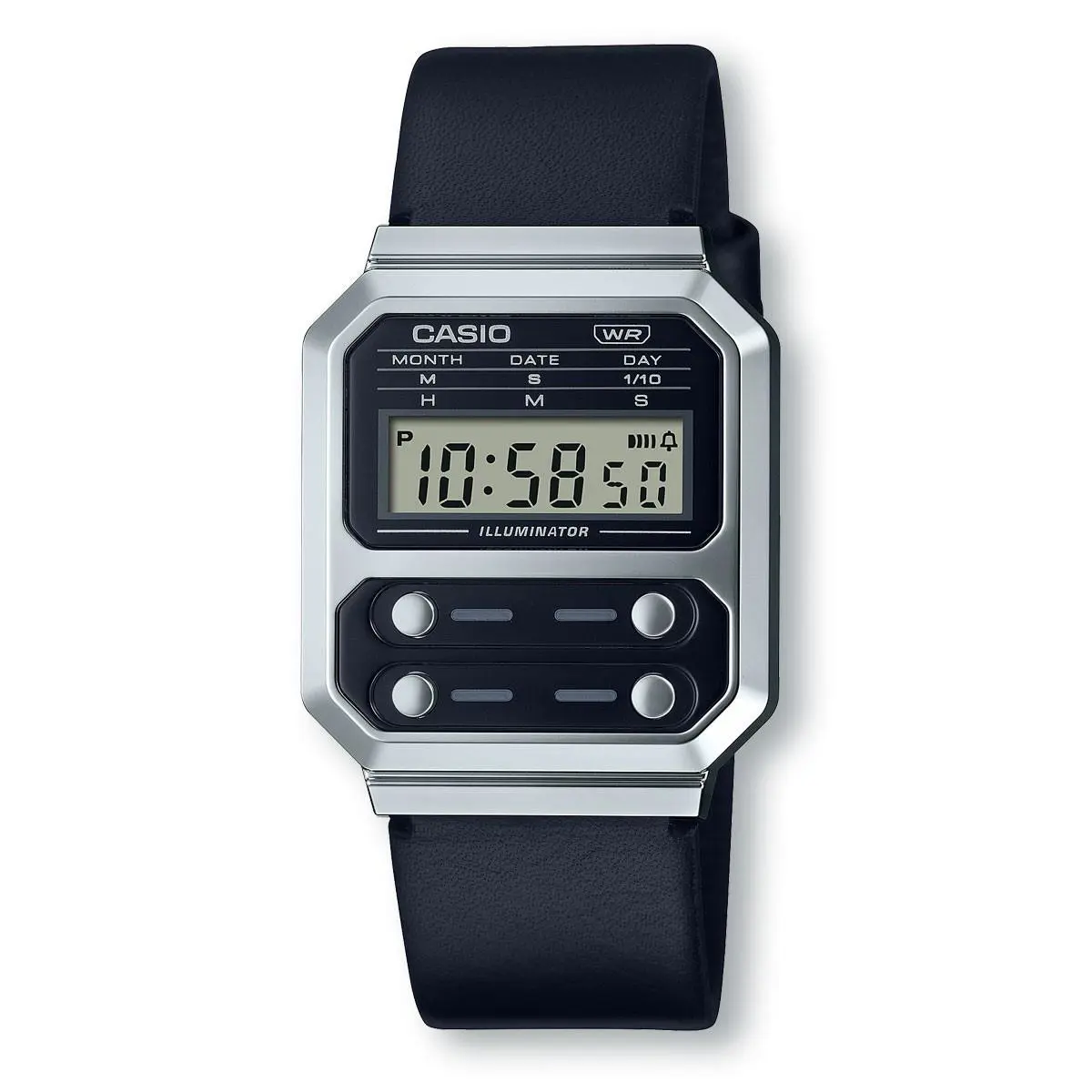 Casio A100WEL-1A Vintage Collection Digital Black Leather Strap Unisex Watch