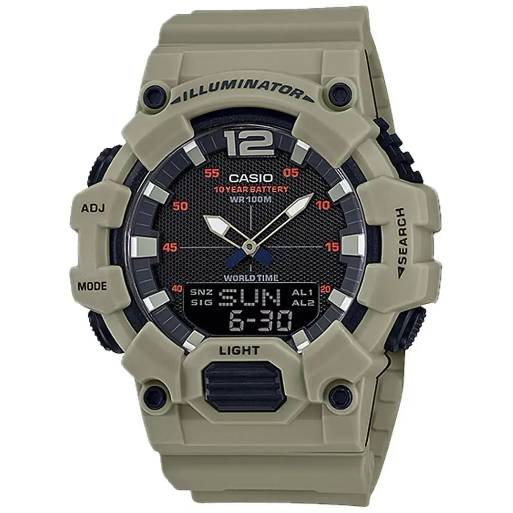 Men`s Heavy-duty Analog-digital Watch with Green Accents - HDC-700-3A3V by Casio
