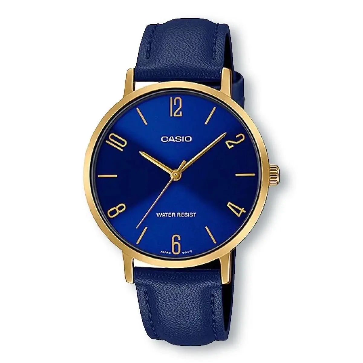LTP-VT01GL-2B Women`s Gold Tone Blue Dial Leather Quartz Watch by Casio
