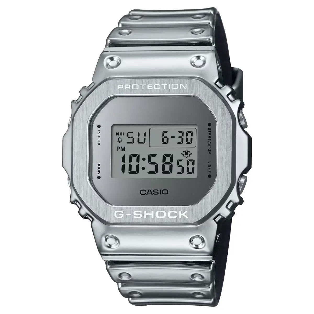 G-shock G-steel 5600 Series Silver Silicone Strap Watch GM5600YM-8A8 by Casio