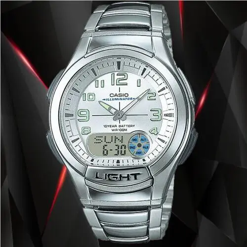 AQ-180WD-7BV Mens Analog Digital Sports Databank Watch Led World Time by Casio