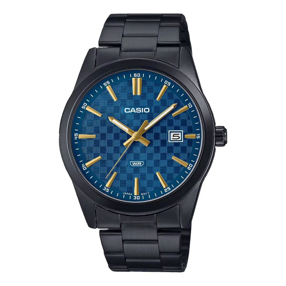 Casio MTP-VD03B-2A Men`s Standard Black IP Stainless Steel Blue Dial Watch