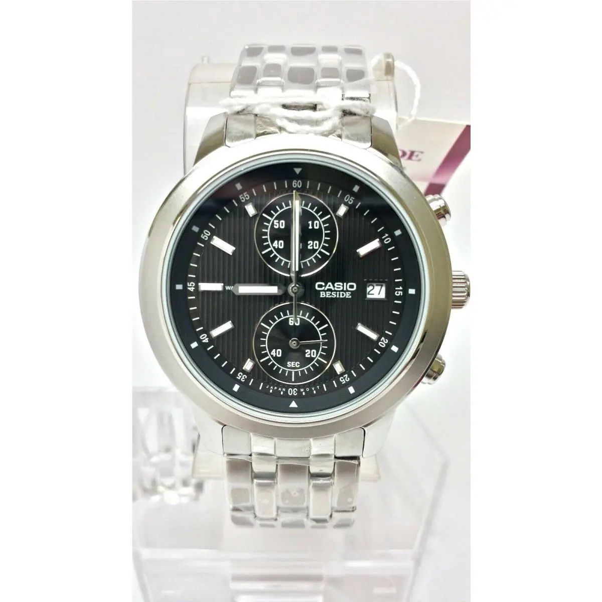 Casio Beside BEM500D-1A Men`s Black Chronograph Rectangular Date Watch